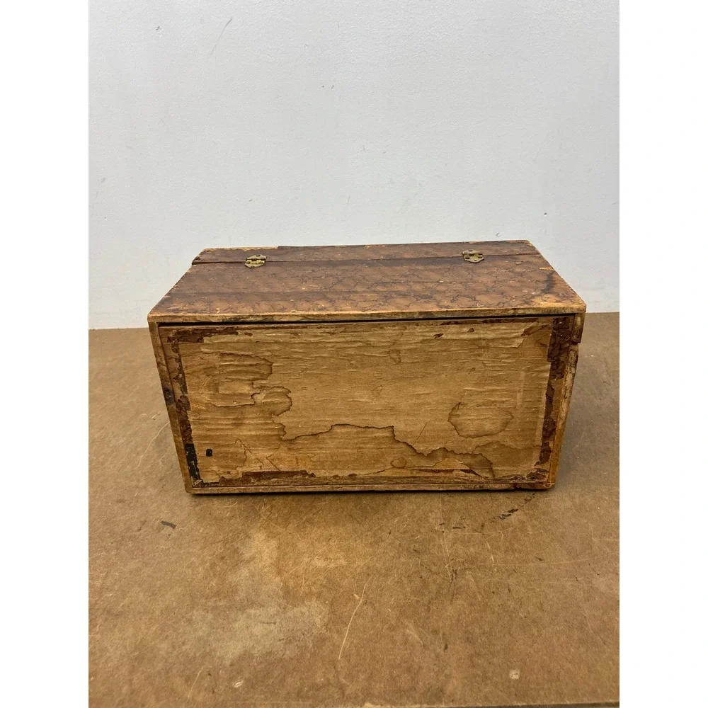 Antique Dollhouse Steamer Trunk w Tray Miniature Wood Slat Chest Vintage Box Old